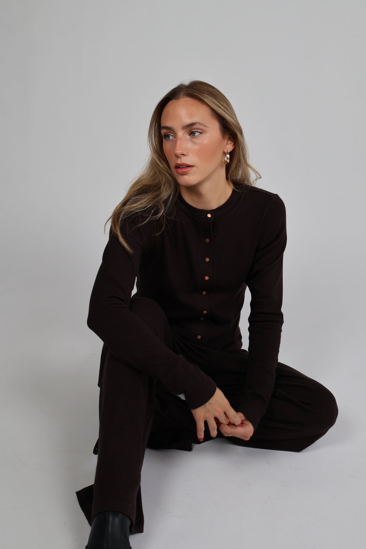 Modal Button Up Top - Chocolate Brown