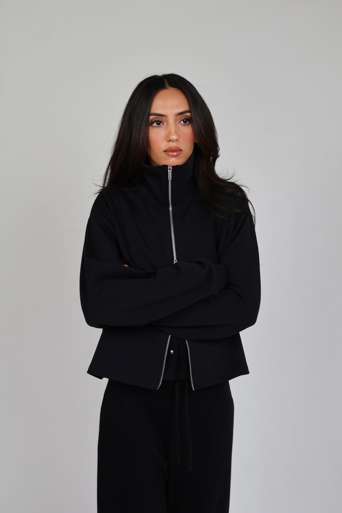 Interlock Double Zip Jacket - Black