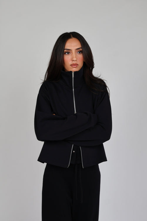 Interlock Double Zip Jacket - Black